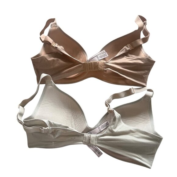 2 Victorias Secret Perfect Shape Lightly Lined Full Coverage Bras Beige Size 32B - Picture 3 of 8